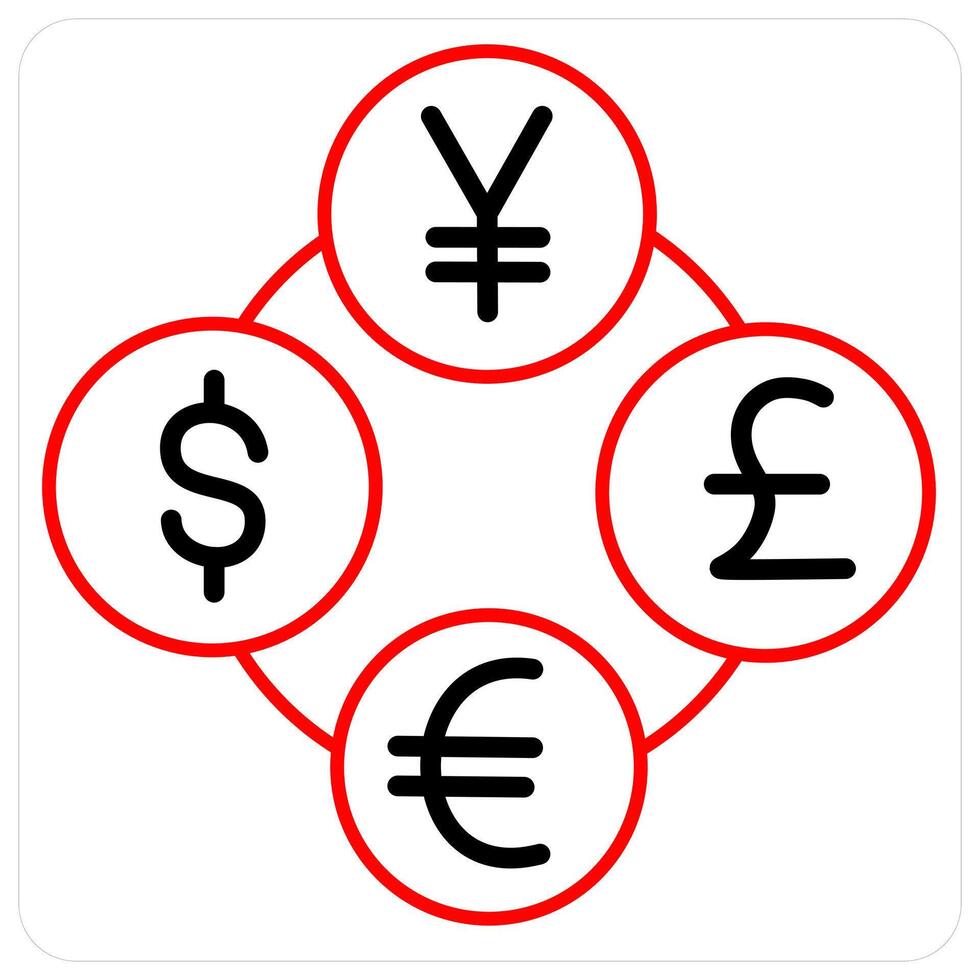 Currency Exchange and conversion icon concept in red line color vector