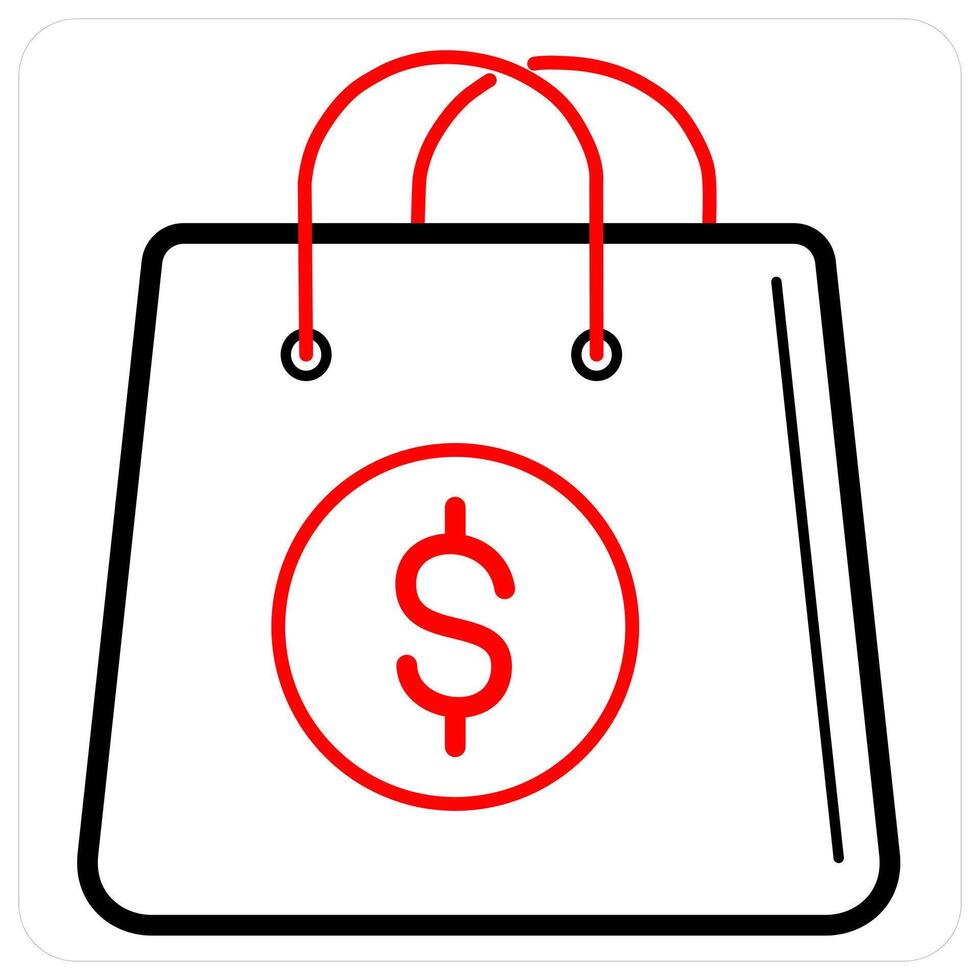 Money Bag icon concept in red line color vector