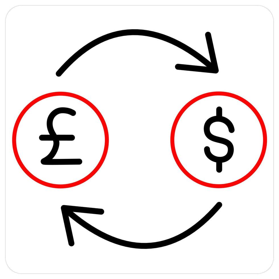 Money Conversion and currency icon concept in red line color vector