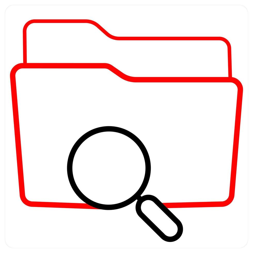 Search Folder and Folder icon concept in red line color vector