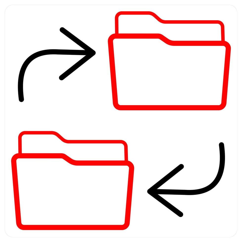 Backup Folder and Folder icon concept in red line color vector