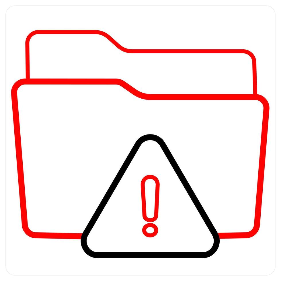 Alert and Folder icon concept in red line color vector