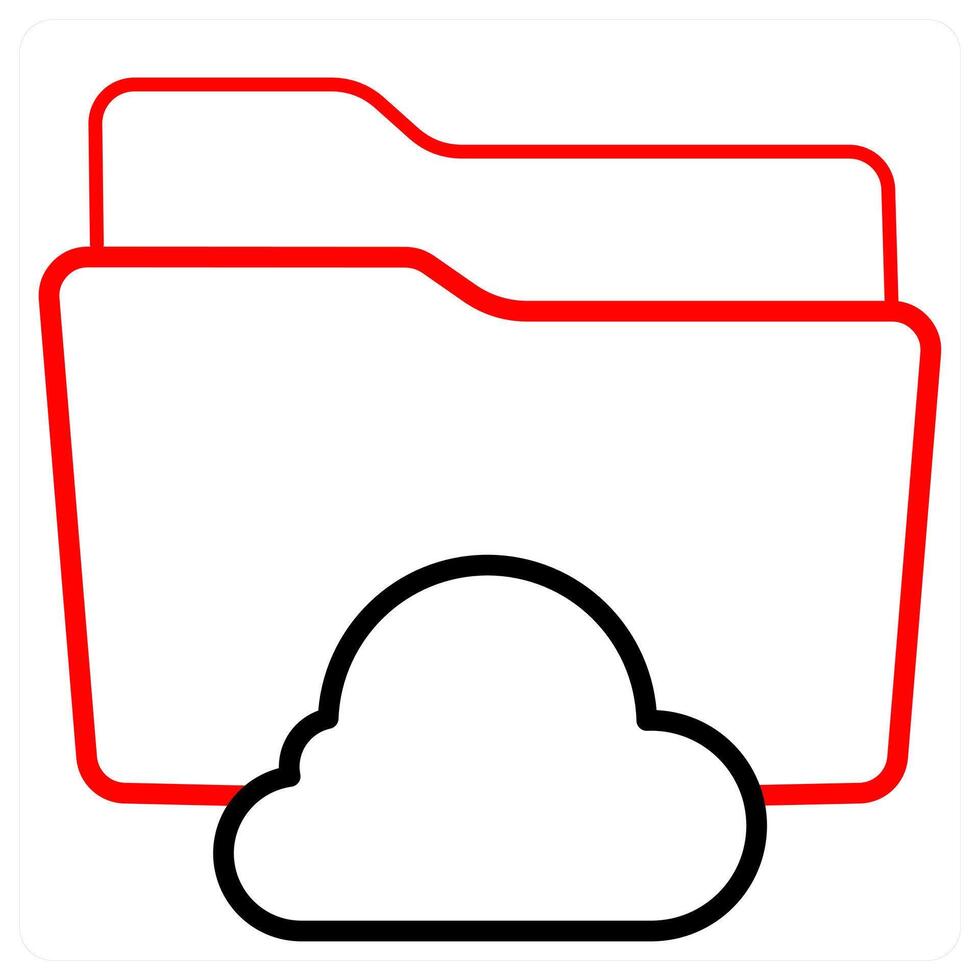 Cloud folder and Folder icon concept in red line color vector