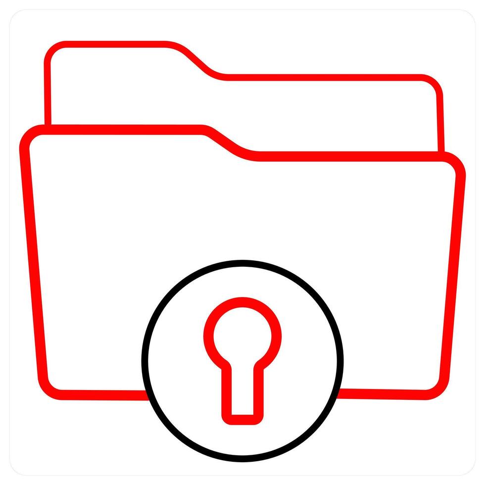 Secured Folder and protection icon concept in red line color vector