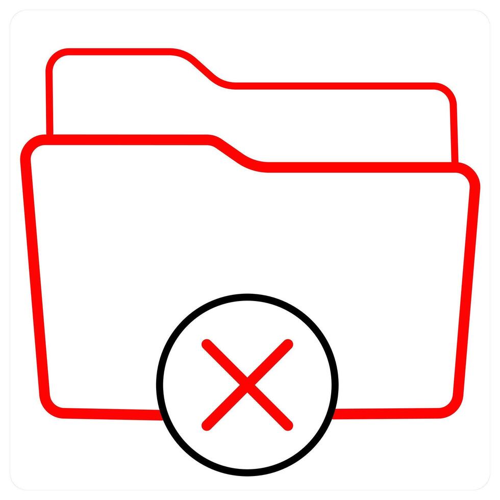 Remove Folder and delete Folder icon concept in red line color vector