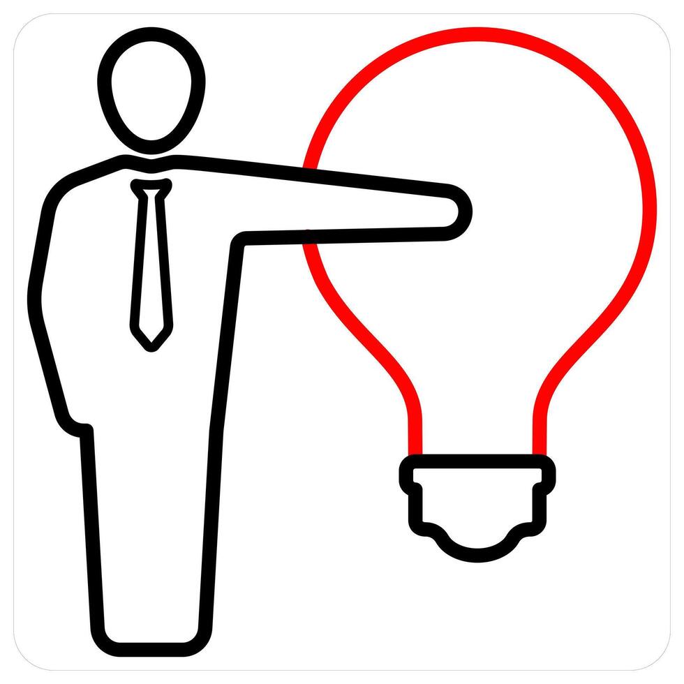 Idea icon concept in red line color vector