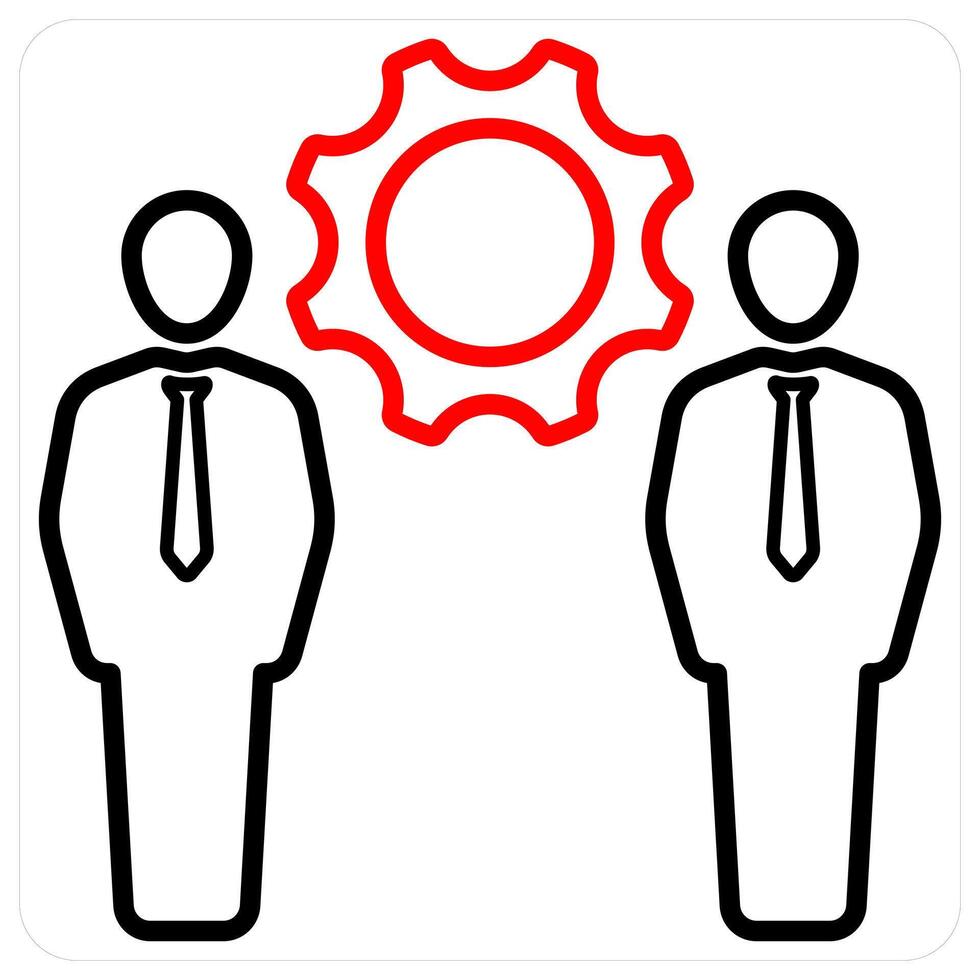 Management icon concept in red line color vector