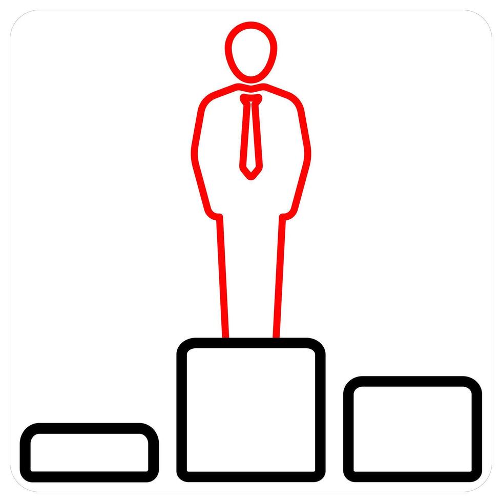 Employee Rank icon concept in red line color vector