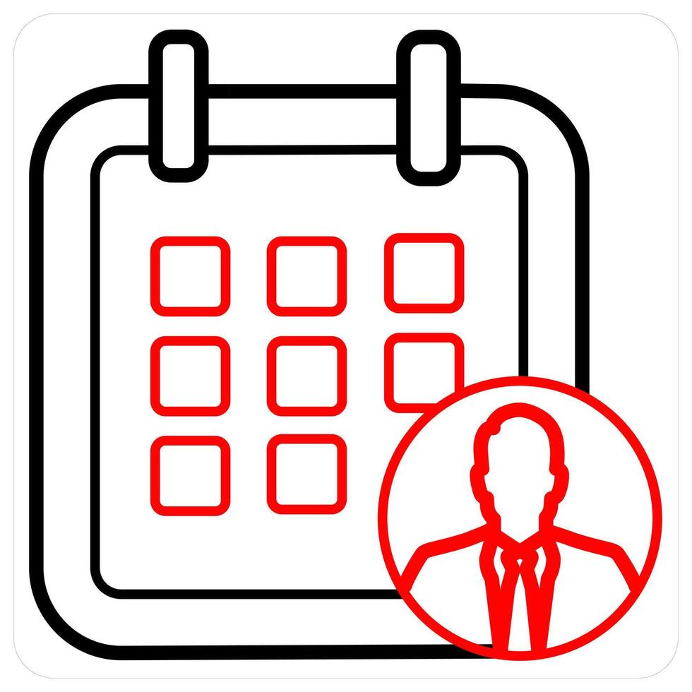 Employee Calendar icon concept in red line color vector