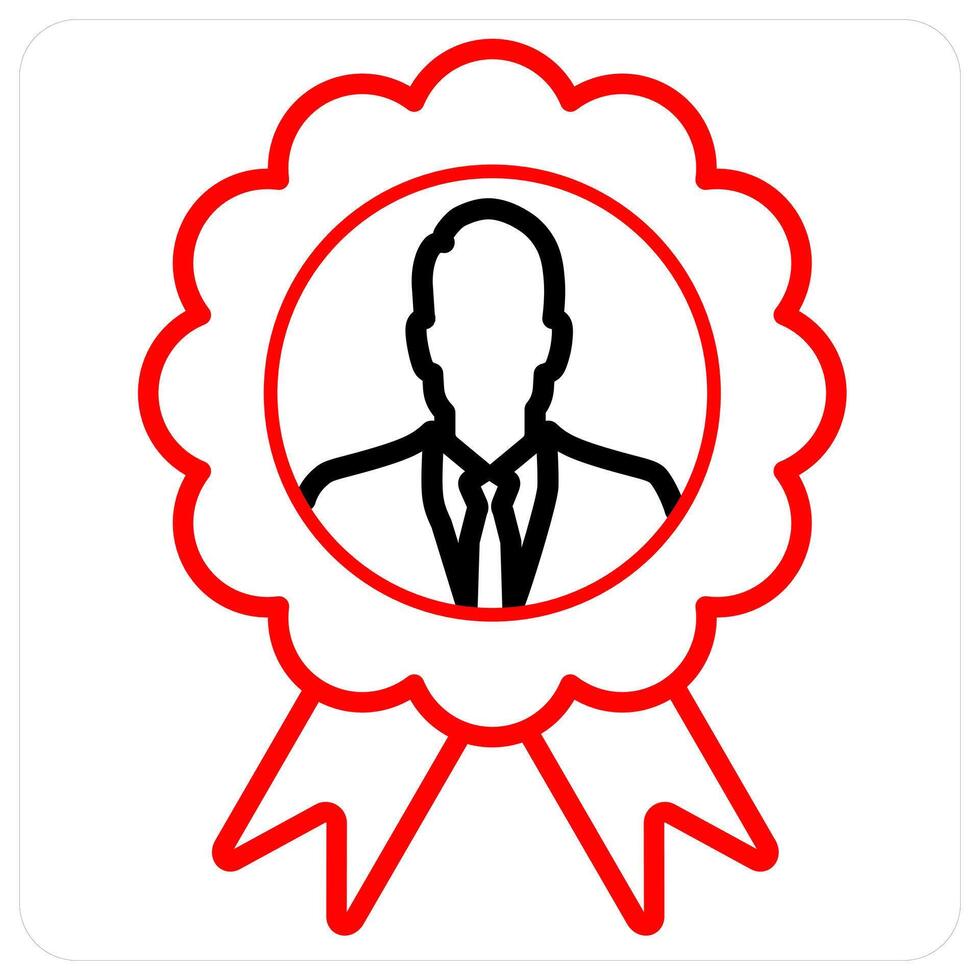 Badge icon concept in red line color vector