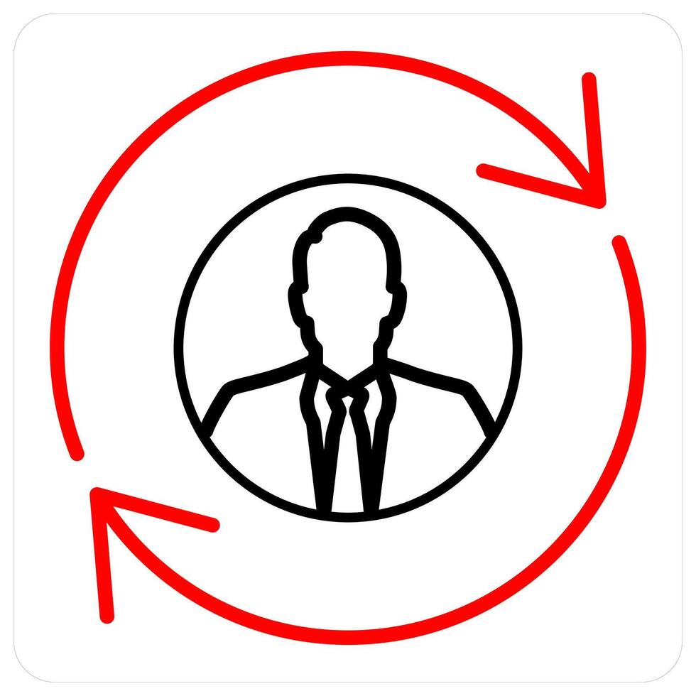 Employee icon concept in red line color vector