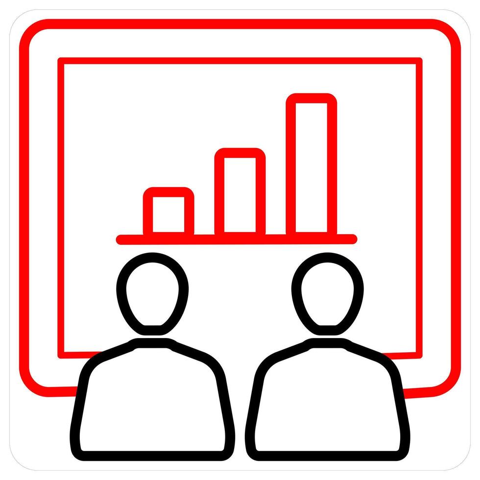 Presentation icon concept in red line color vector