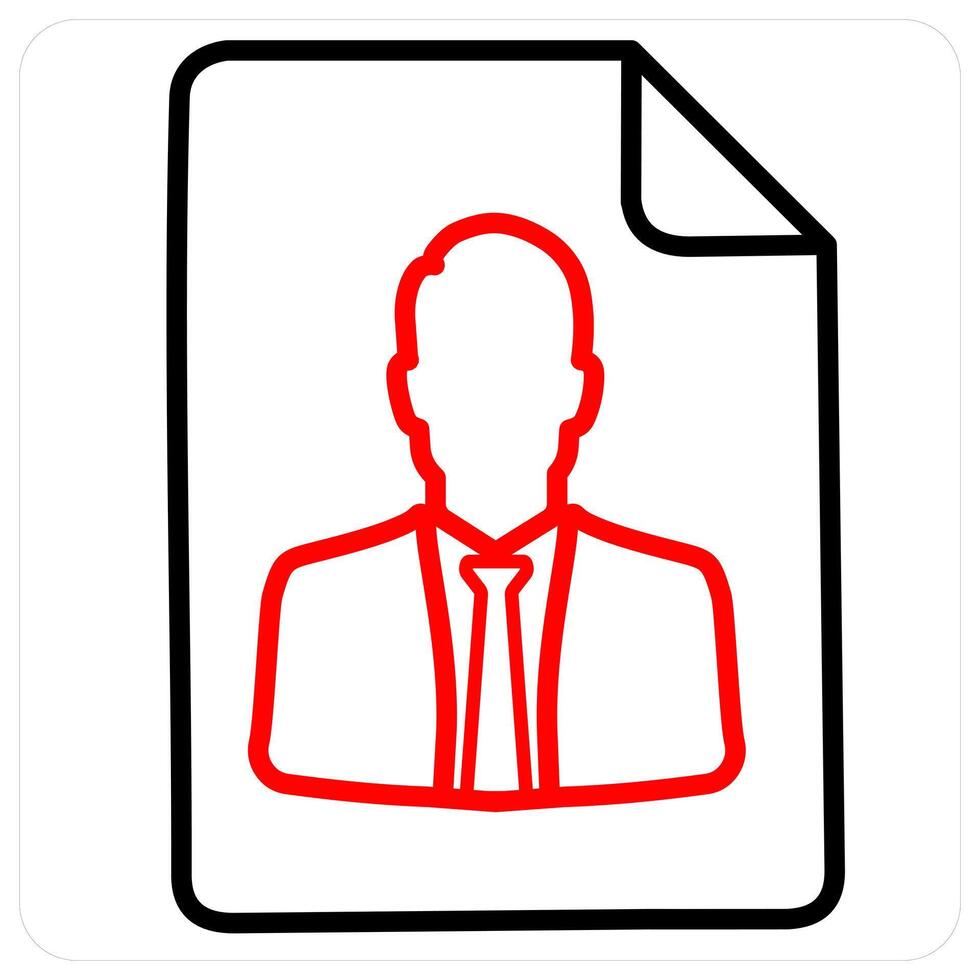 Portfolio and profile icon concept in red line color vector