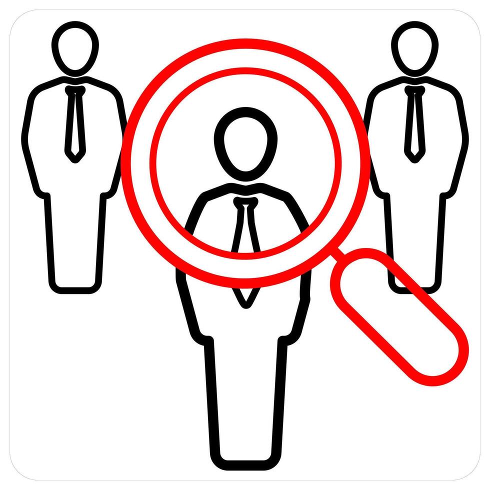 Job Hunt icon concept in red line color vector
