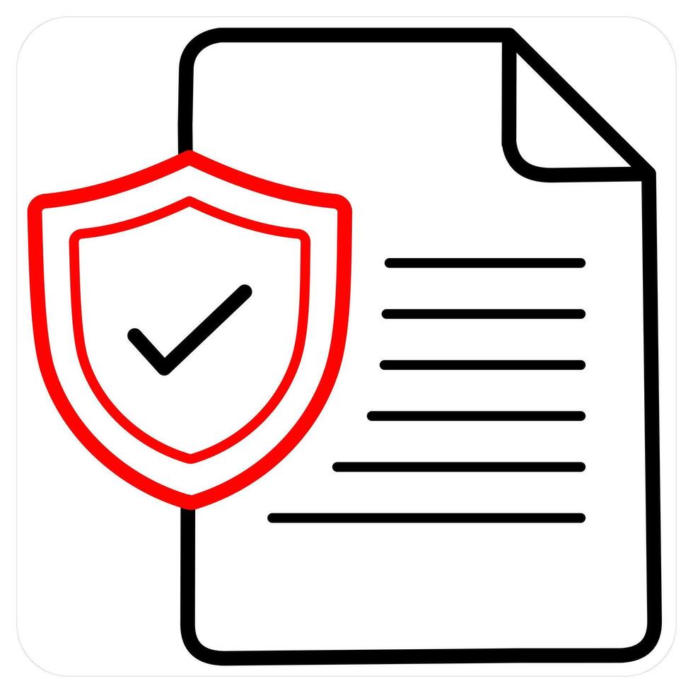 Insurance Policy Document icon in red line color vector
