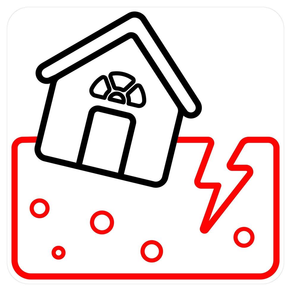 Earthquake Damage icon concept in red line color vector
