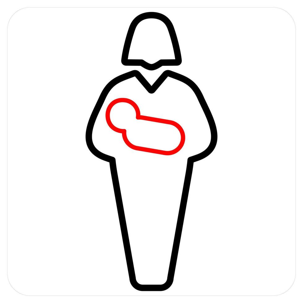 Pregnancy insurance icon concept in red line color vector