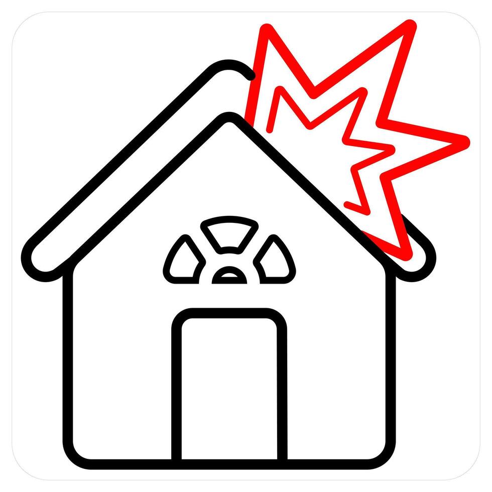 Home Explosion icon concept in red line color vector