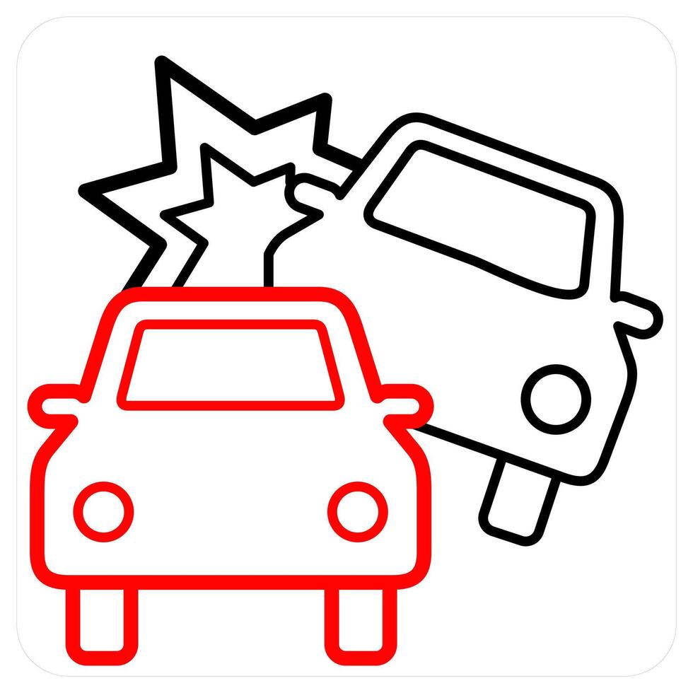 Car Accidental icon concept in red line color vector