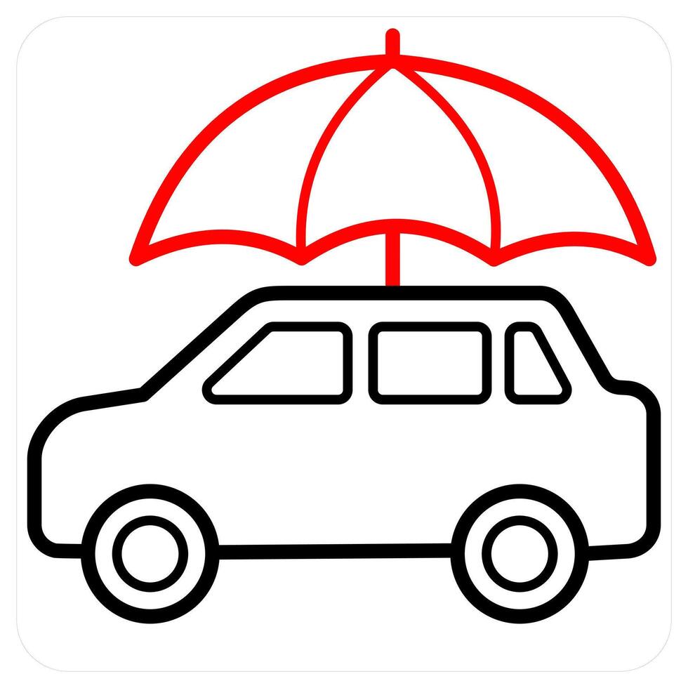 Car Insurance icon in red line color vector