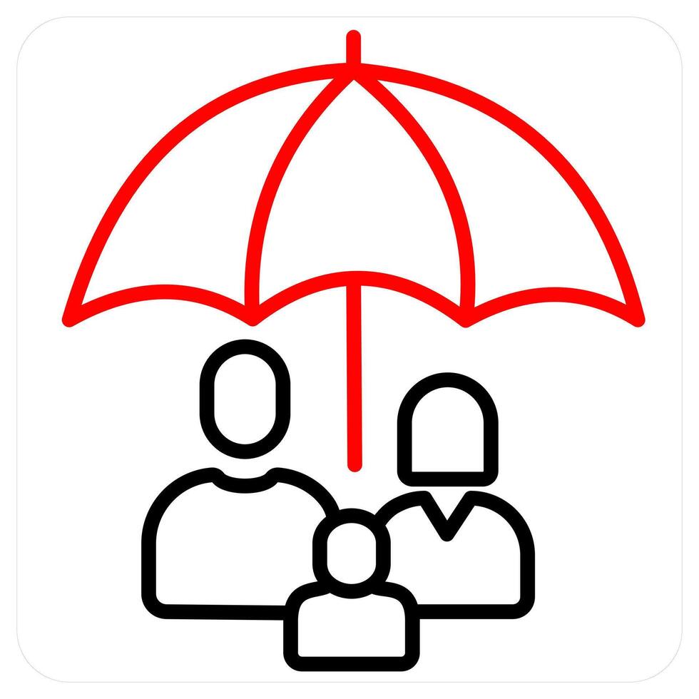 Family Insurance icon concept in red line color vector