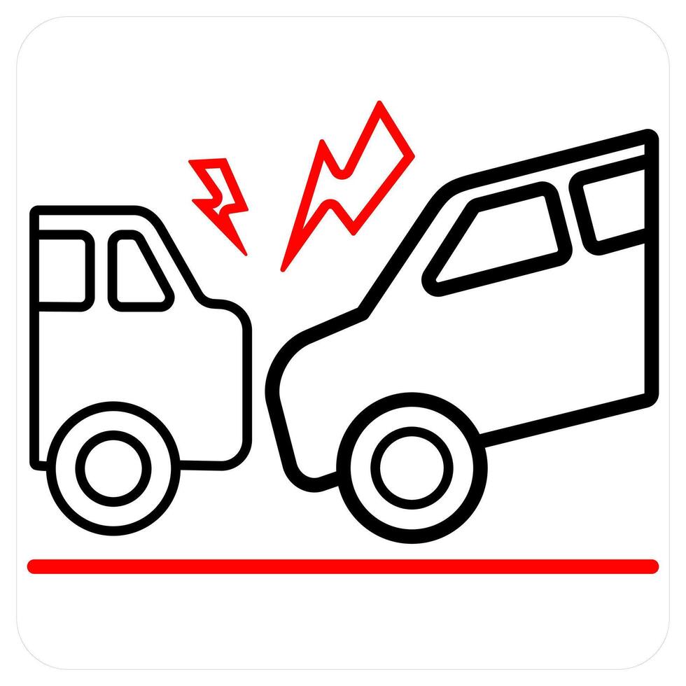 Car Accident icon concept in red line color vector