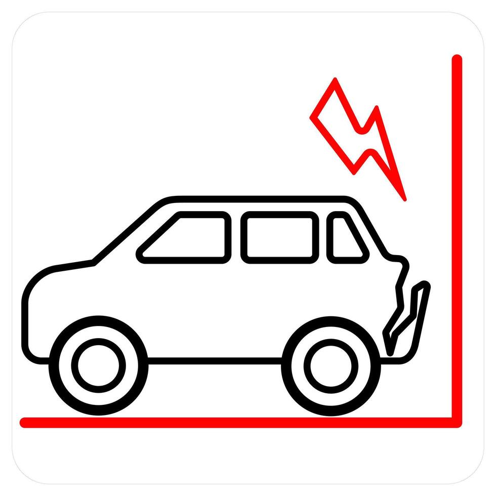 Car Accident icon in red line color vector