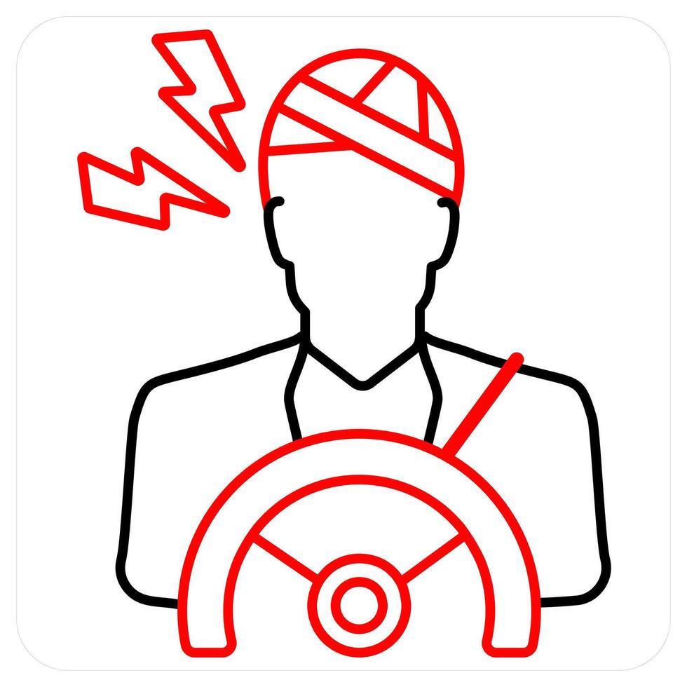 Driver Injury icon concept in red line color vector