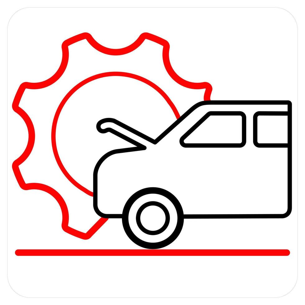 Car Service icon concept in red line color vector