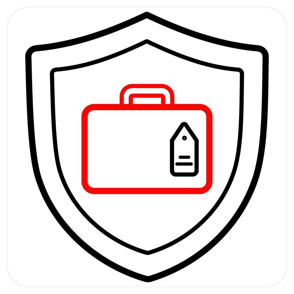 Travel Insurance icon in red line color vector