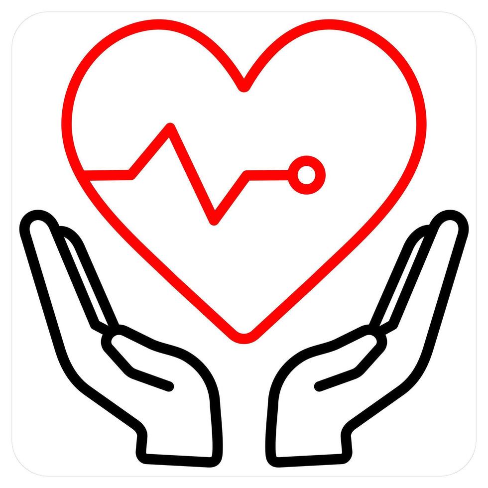 Medical Insurance icon concept in red line color vector