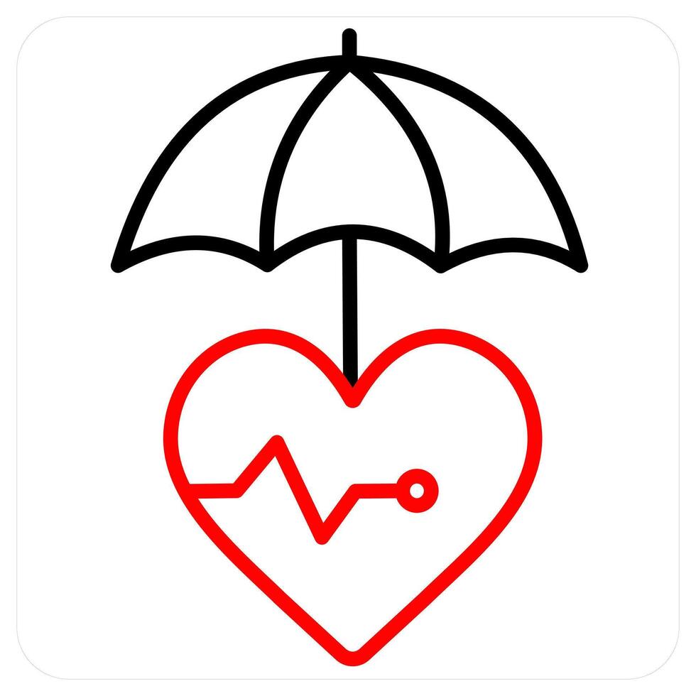 Life Insurance icon concept in red line color vector