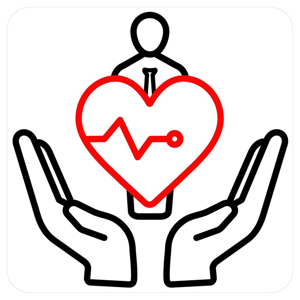 Life Insurance concept in red line color vector
