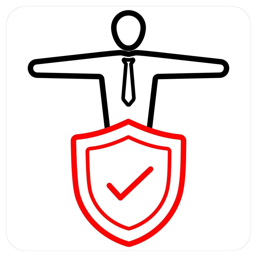 Insured Person icon concept in red line color vector