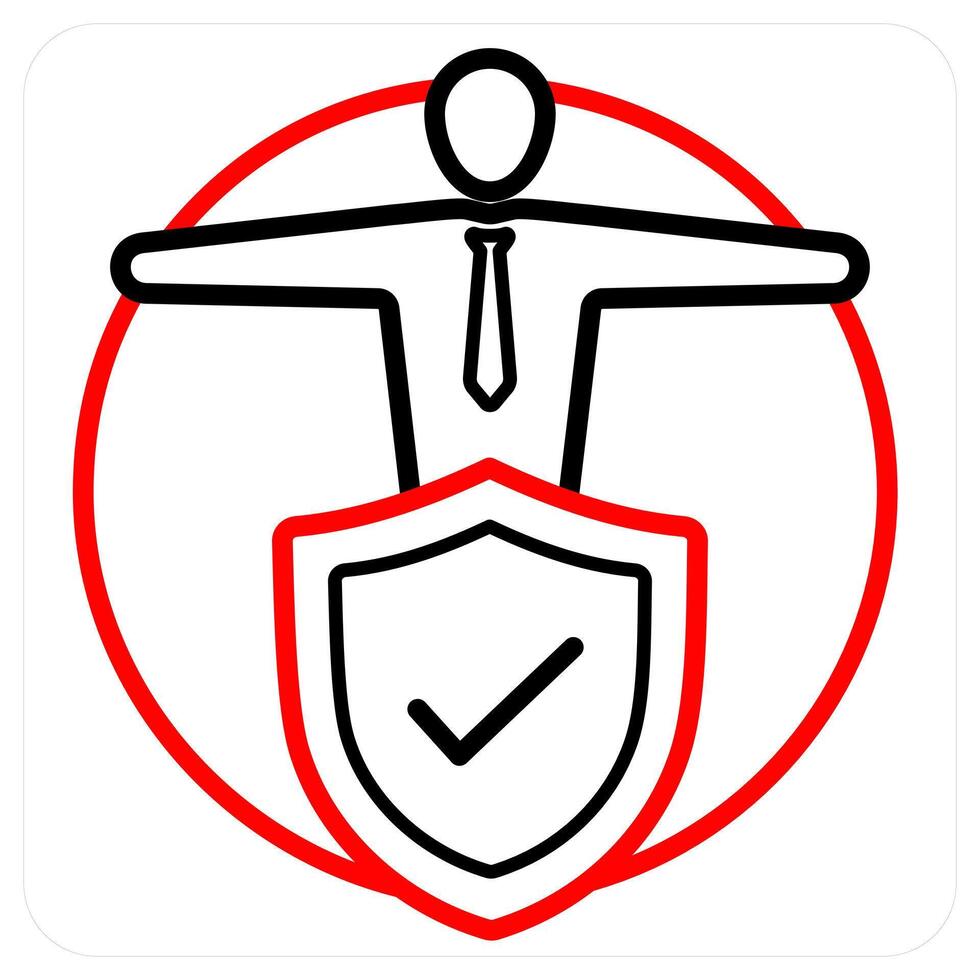 Insured Person icon in red line color vector