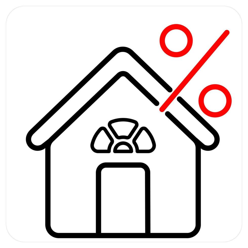 Home loan interest rate icon in red line color vector