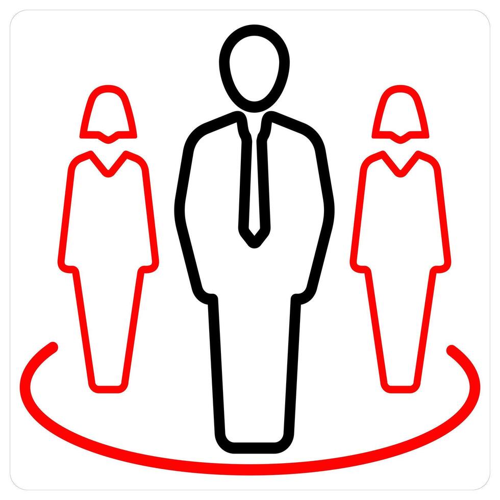 Team and group icon concept in red line color vector