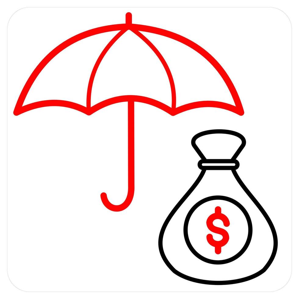 Investment Insurance and insurance icon in red line color vector