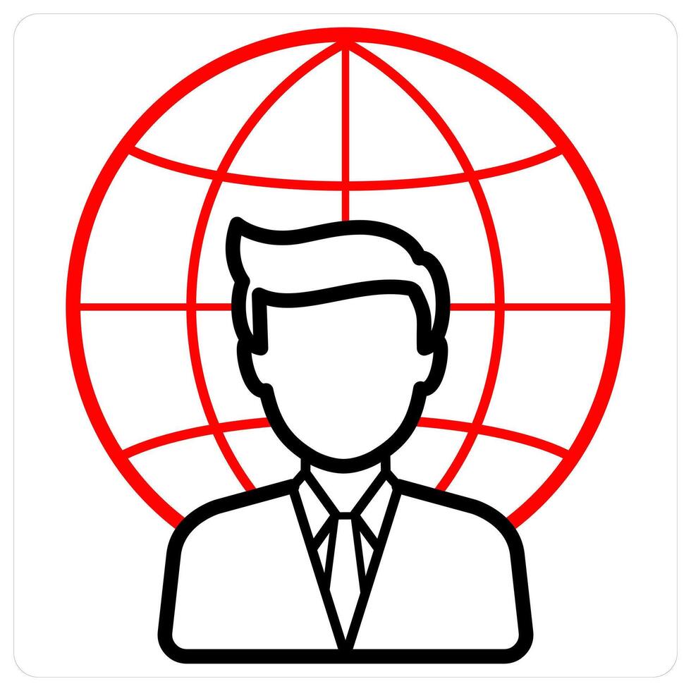 Global CEO icon concept in red line color vector
