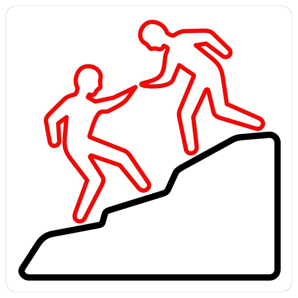 Assistance icon concept in red line color vector
