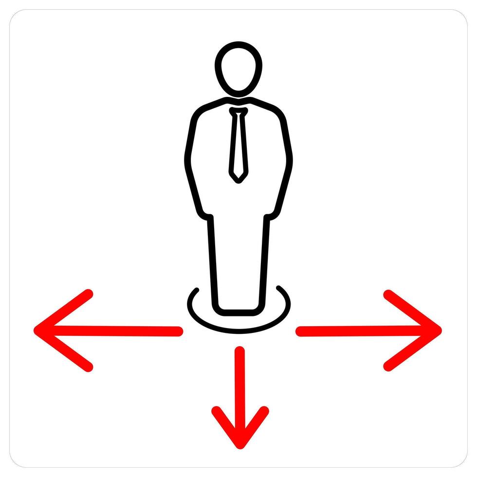 Direction icon concept in red line color vector