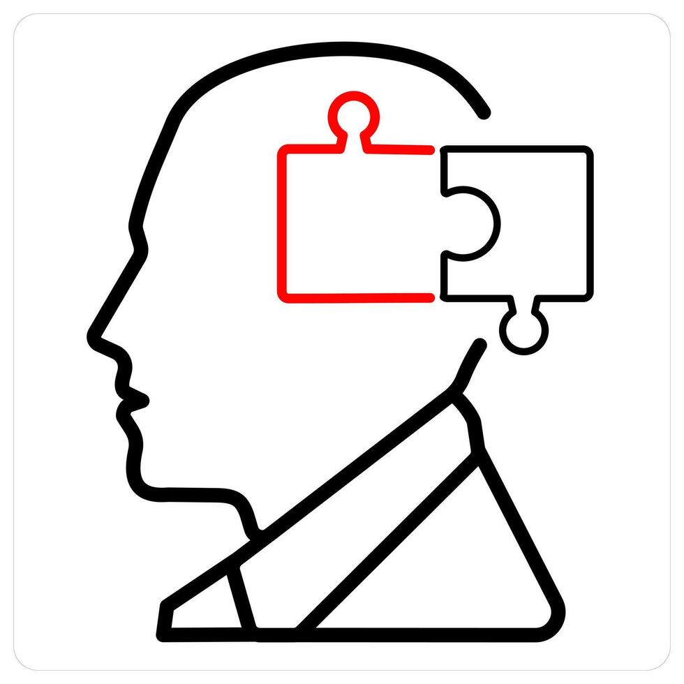 Solution icon concept in red line color vector