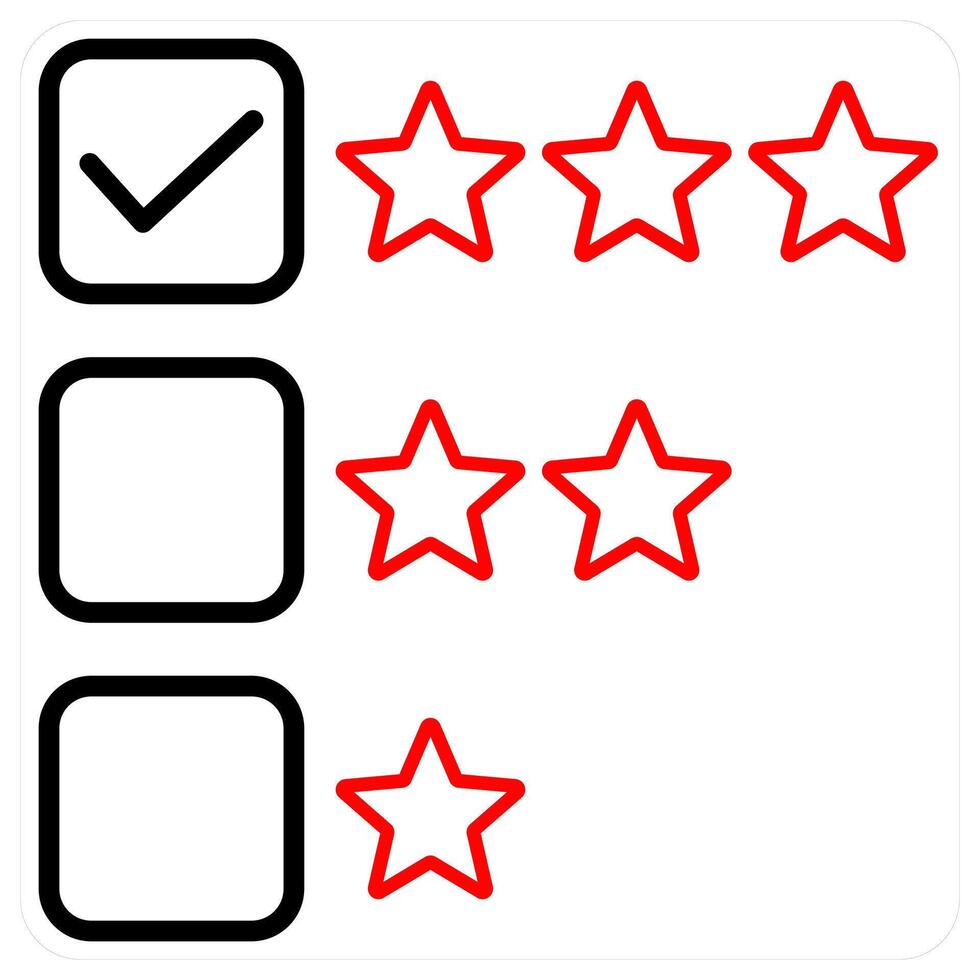 Star Rating icon concept in red line color vector