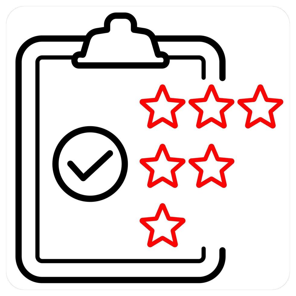 Rating and feedback icon concept in red line color vector