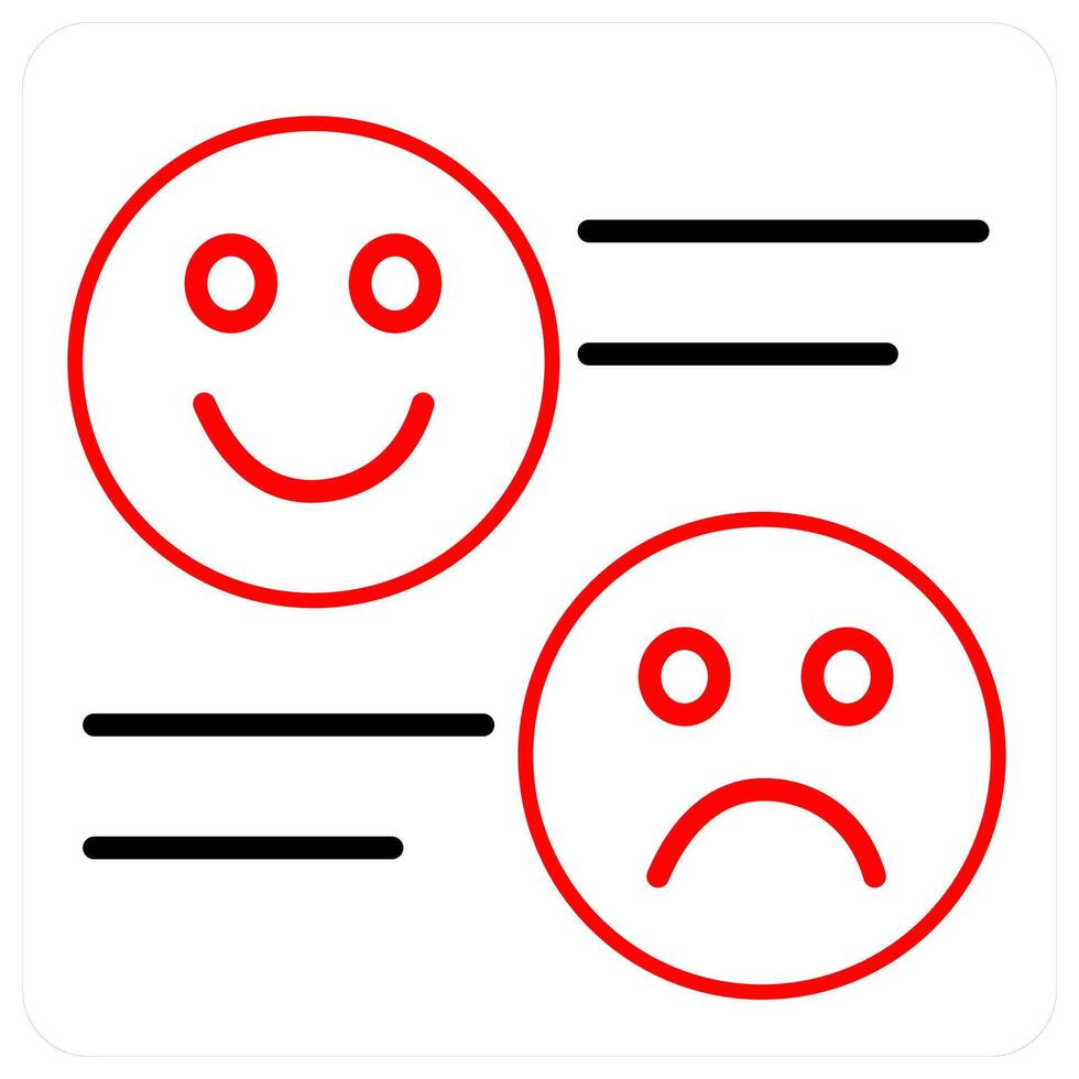 Feedback and reviews icon concept in red line color vector