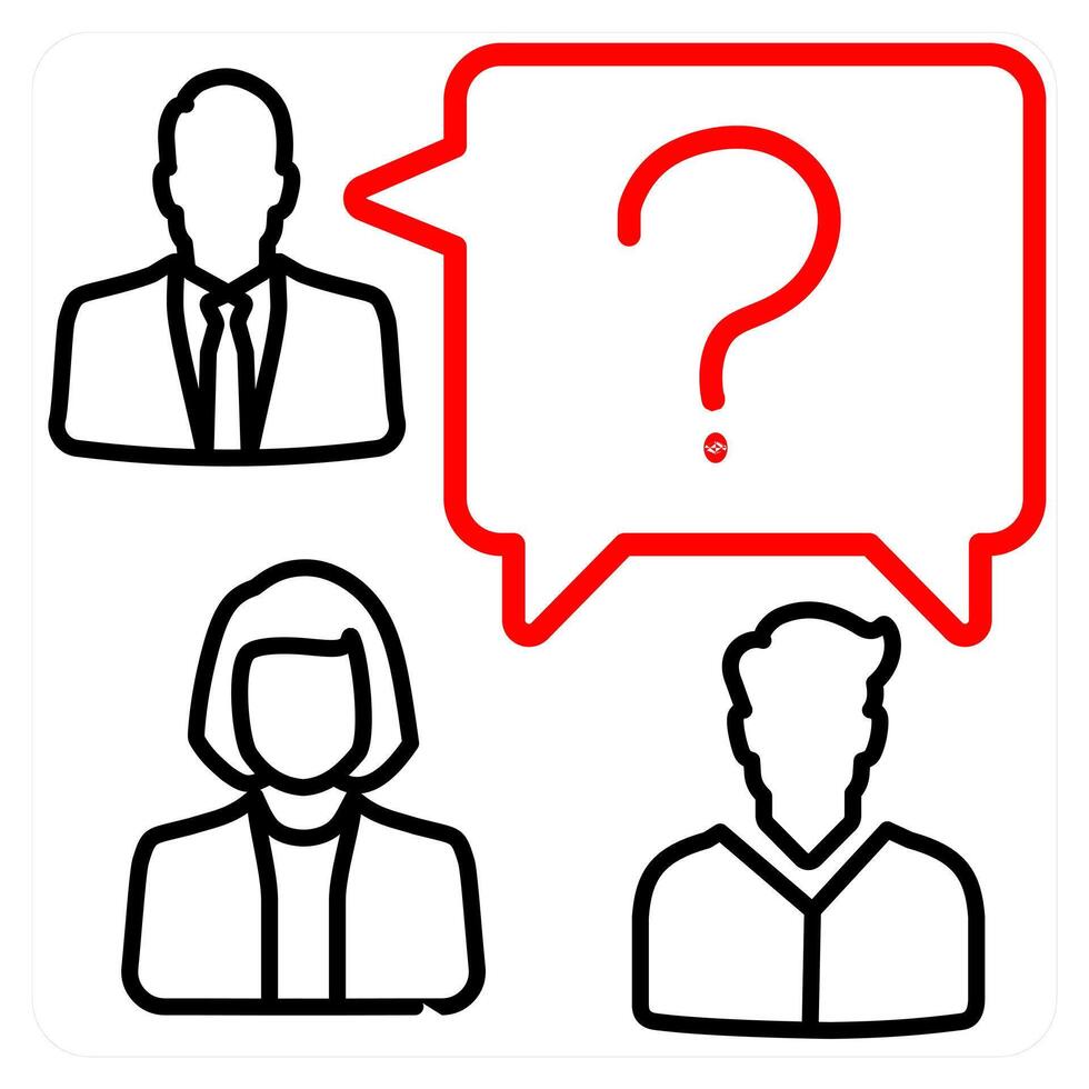 Question and query concept in red line color vector
