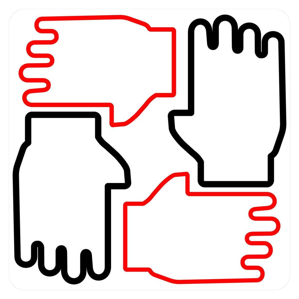 Team and teamwork icon concept in red line color vector