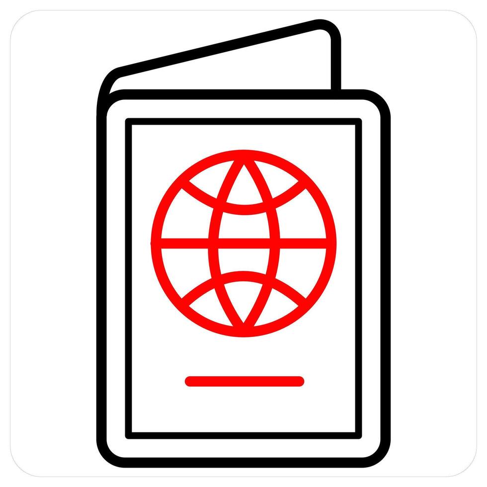 passport and identity icon concept in red line color vector
