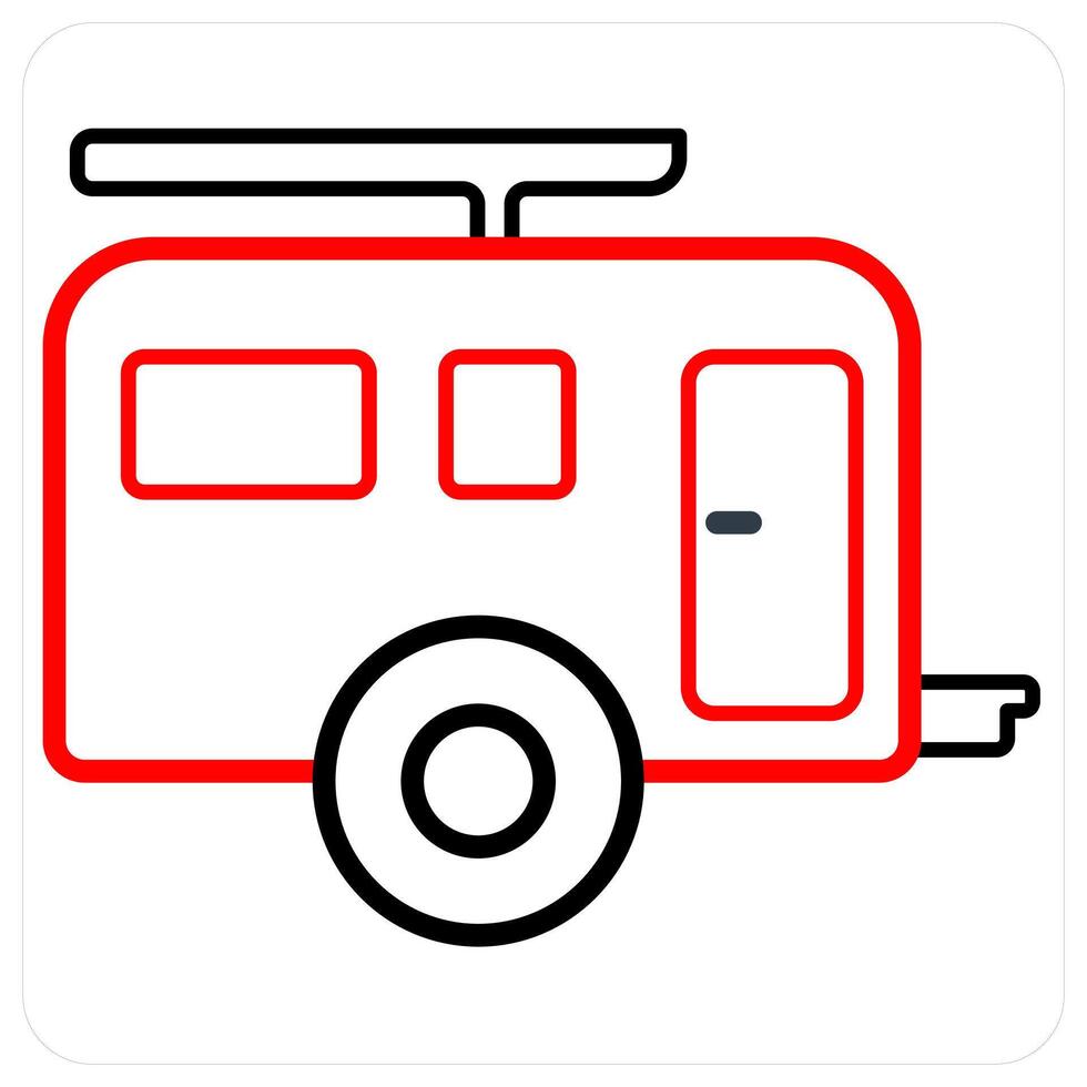 Camping and travel icon concept in red line color vector