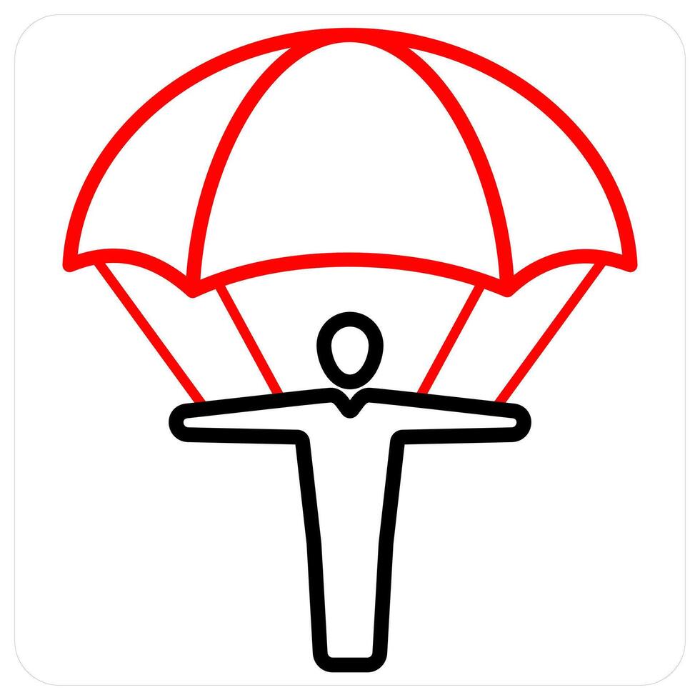 landing parachute icon concept in red line color vector